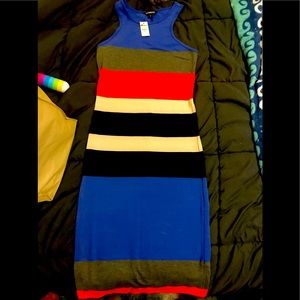 Express Midi block color razor back dress